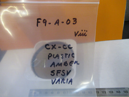 OPTICAL VARIA AMBER PLASTIC LENS CX CC 75mm DIAMETER OPTICS AS PICTURED &F9-A-03