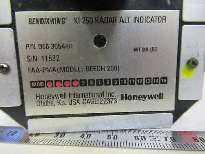 Bendix King Radar Altitude 066-3054-01 Indicator Aircraft