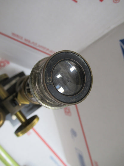 ANTIQUE GUNDLACH ROCHESTER BRASS  MICROSCOPE OPTICS AS PICTURED LOB-3