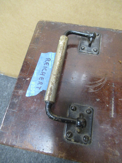 ANTIQUE EMPTY WOOD CASE REICHERT AUSTRIA MICROSCOPE PART AS PICTURED &LOB