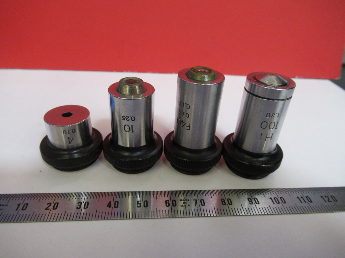 LOT 4ea OBJECTIVE OLYMPUS JAPAN OPTICS  MICROSCOPE PART AS PICTURED S3-B-51