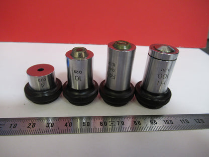 LOT 4ea OBJECTIVE OLYMPUS JAPAN OPTICS  MICROSCOPE PART AS PICTURED S3-B-51