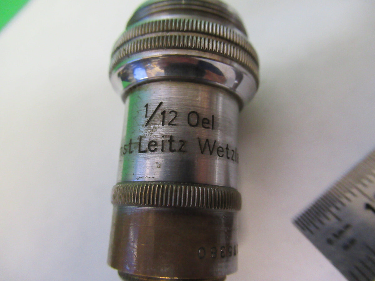 LEITZ GERMANY ANTIQUE BRASS OBJECTIVE MICROSCOPE PART OPTICS AS PICTURED X6-A-89