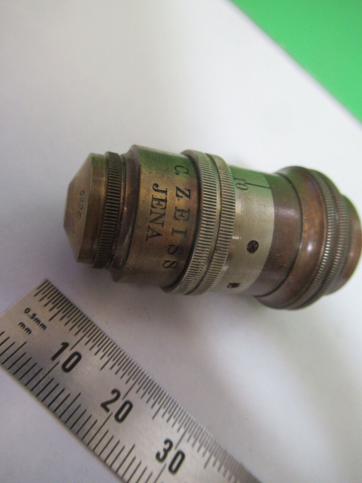 ANTIQUE BRASS CARL ZEISS  APO 4mm OBJECTIVE MICROSCOPE AS PICTURED #H3-A-45