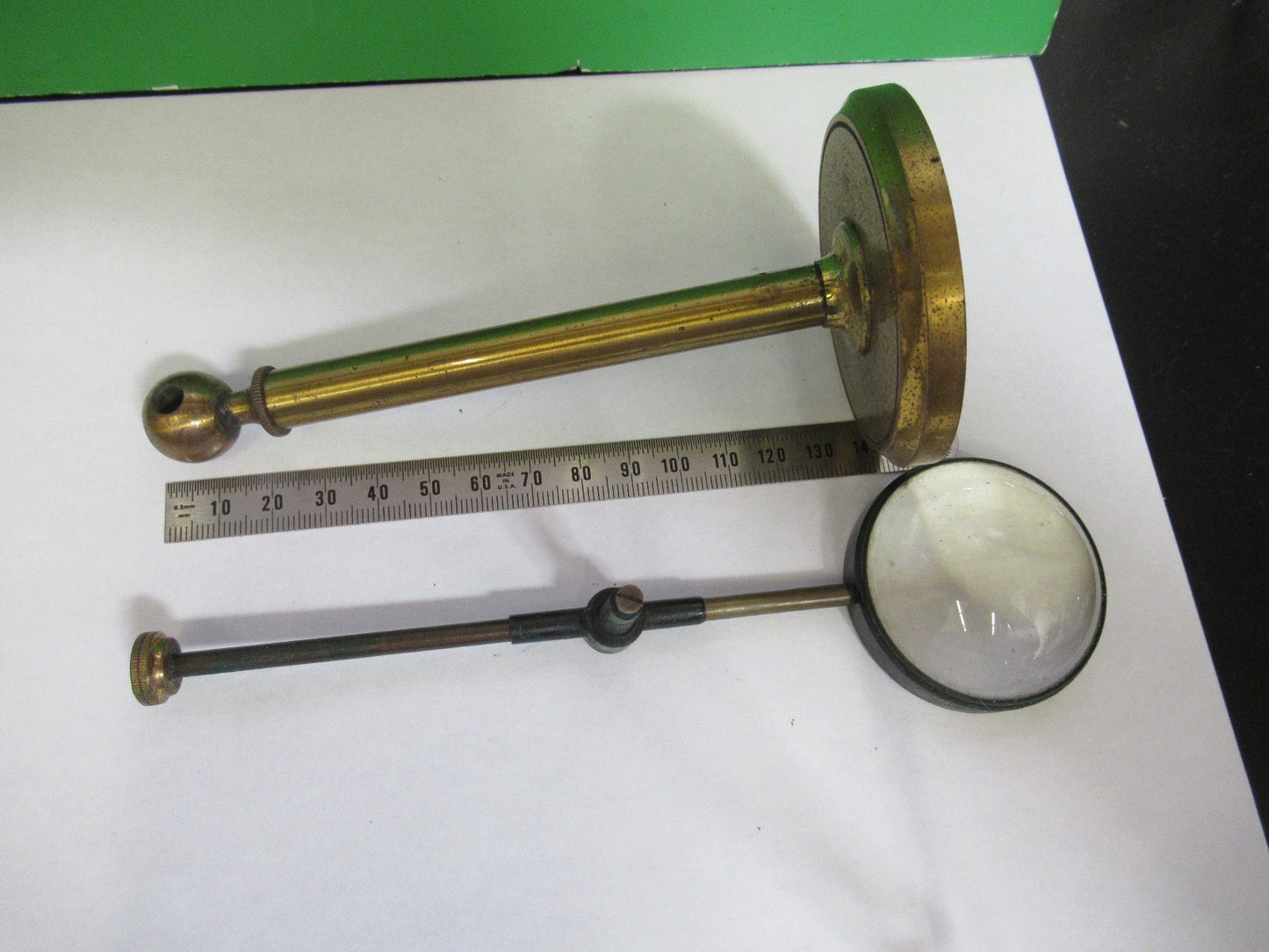 ANTIQUE BRASS MAGNIFIER LOUPE LENS COLLINS LONDON UK MICROSCOPE PART X3-B-16
