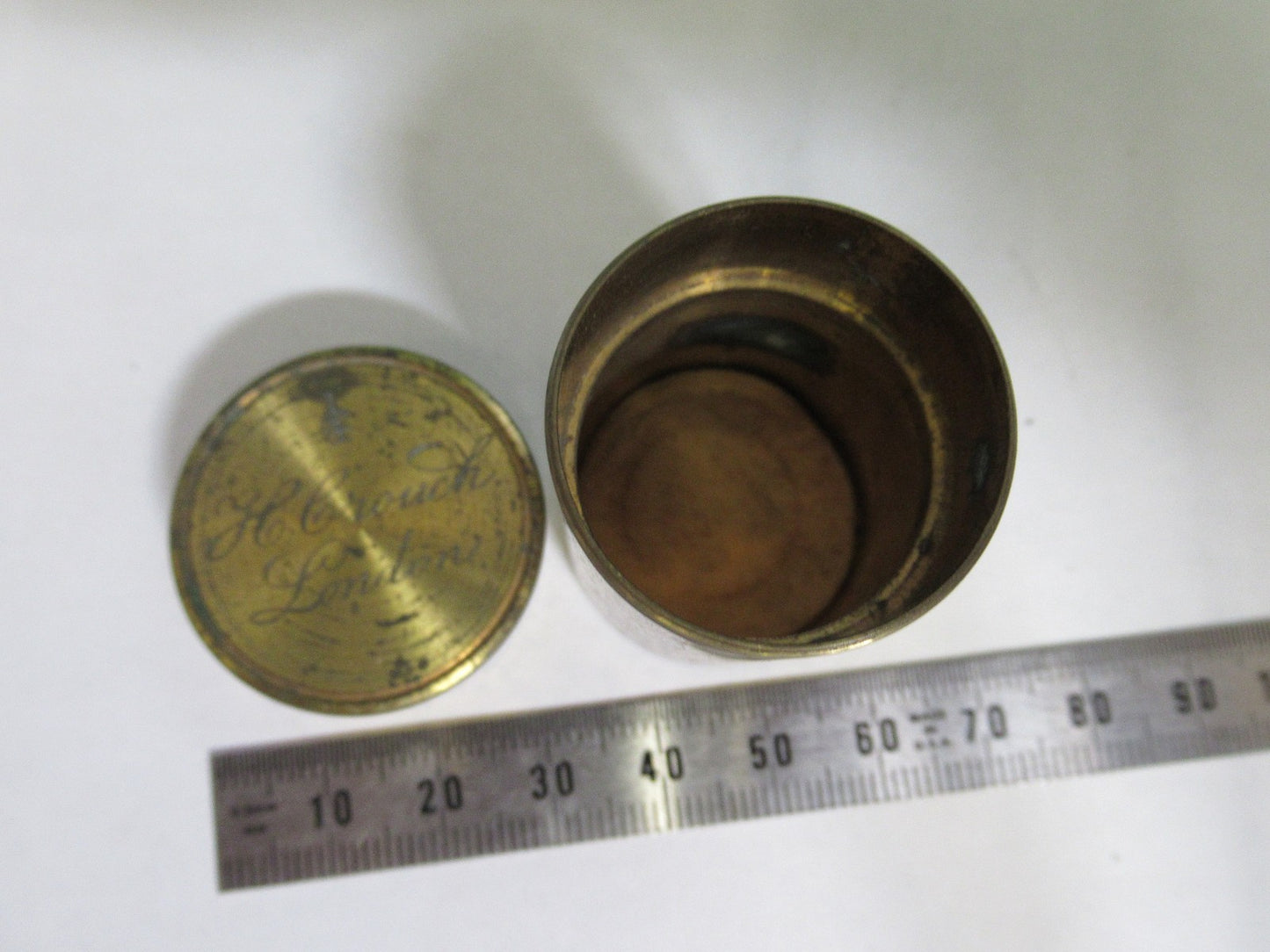 ANTIQUE BRASS EMPTY H. CROUCH UK OBJECTIVE CANISTER MICROSCOPE PART T6-A-29