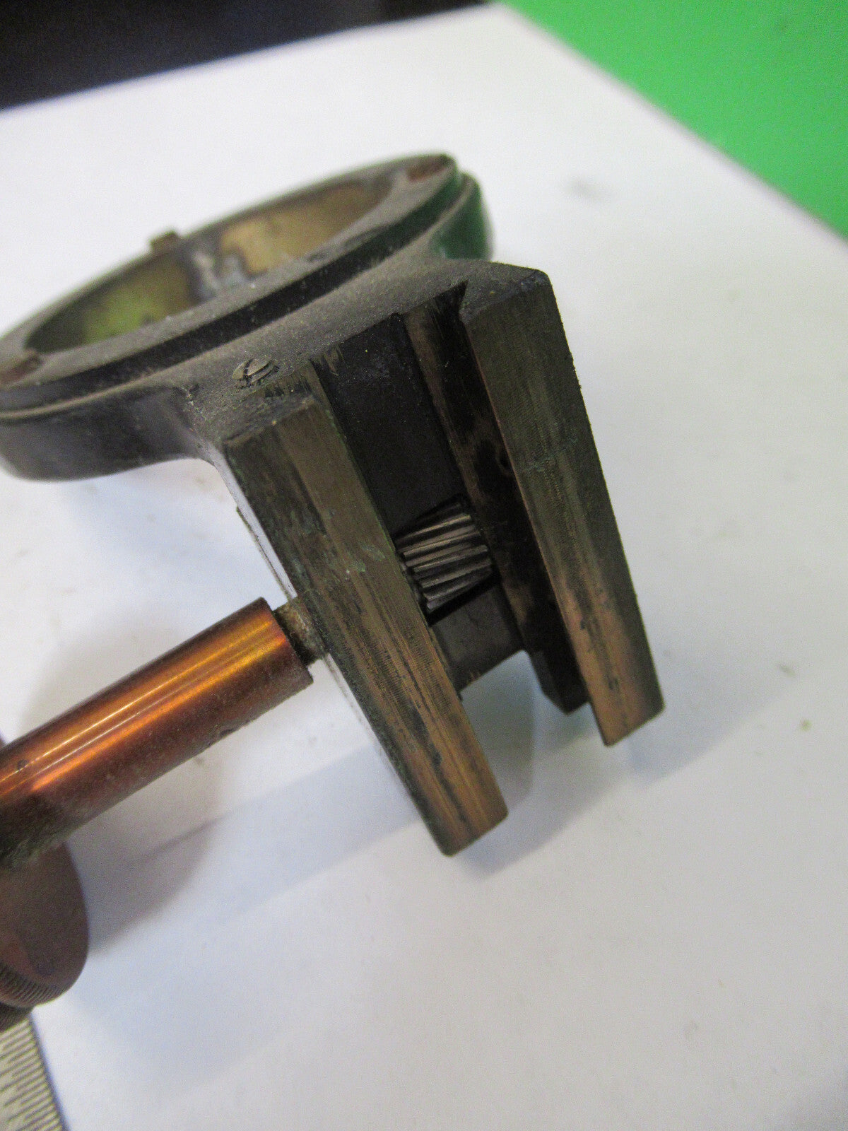 ANTIQUE BAUSCH LOMB CONDENSER HOLDER BRASS MICROSCOPE PART AS PICTURED S7-A-10