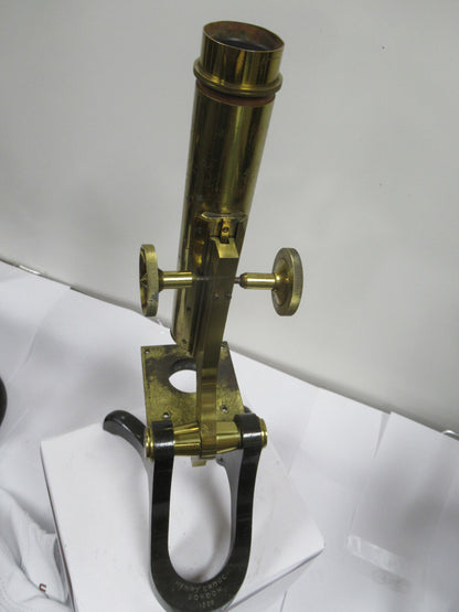 For Parts or repair ANTIQUE BRASS HENRY CROUCH LONDON INCOMPLETE MICROSCOPE #LOB