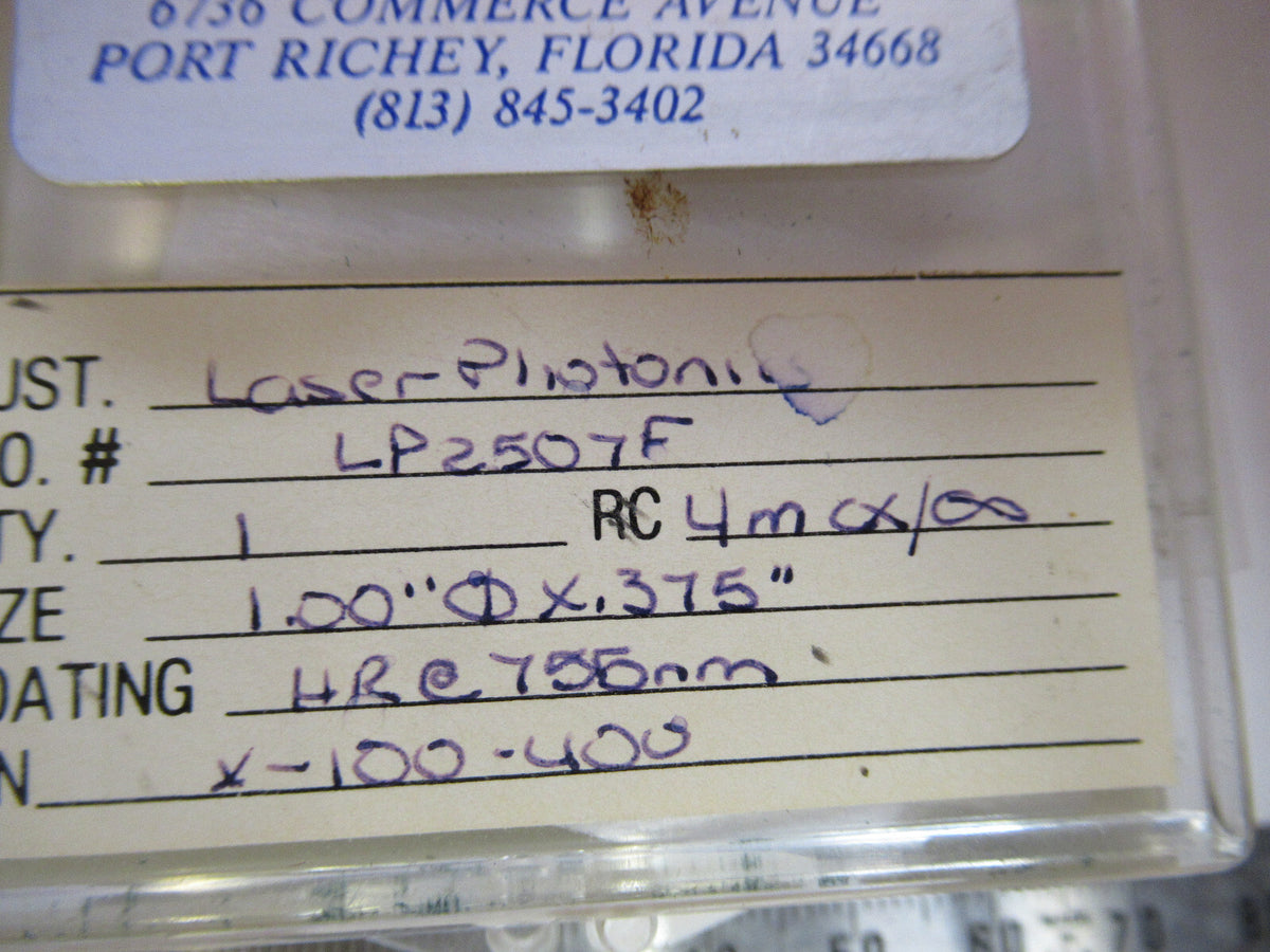OPTICAL ex-NASA COATED LENS PRO LASER OPTICS AS PICTURED Y1-A-23