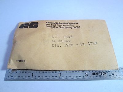 OPTICAL LENS ACHROMAT 12 mm DIAMETER FL 17 mm LASER OPTICS AS IS BIN#D8