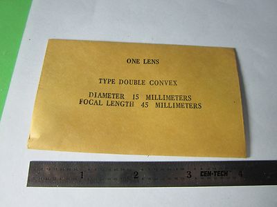 Optical Double Convex Lens 15 mm Diameter Fl 45 mm Laser Optics