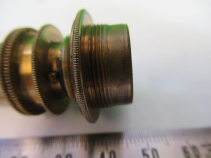 ANTIQUE BRASS OBJECTIVE LENS OPTIC UK LONDON MICROSCOPE PART AS PICTURED Y3-B-05