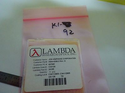 OPTICAL COATED LENS LAMBDA RESEARCH JDS UNIPHASE LASER OPTICS AS IS BIN#K1-92