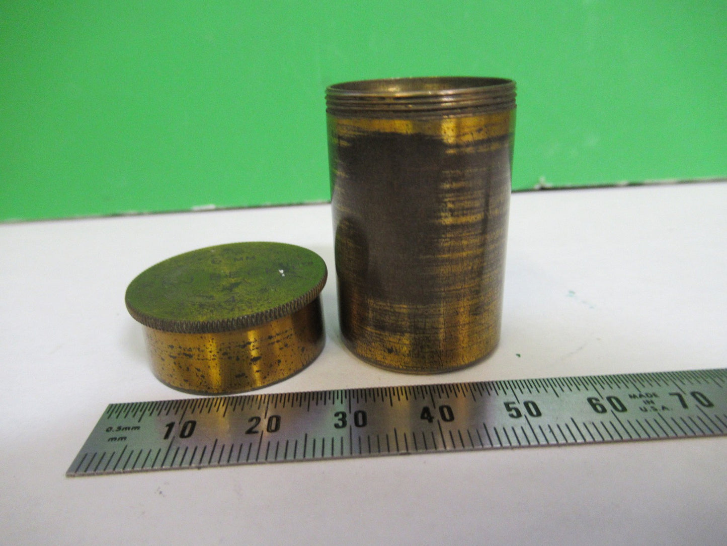 ANTIQUE BRASS EMPTY BECK R&J UK OBJECTIVE CANISTER MICROSCOPE PART X3-B-17