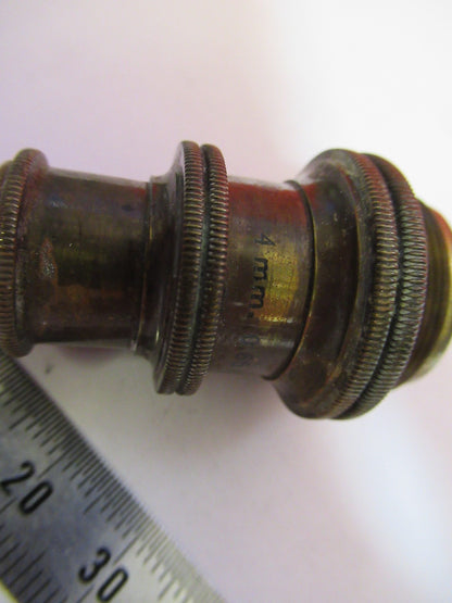 ANTIQUE BRASS BAUSCH LOMB 4mm OBJECTIVE LENS MICROSCOPE PART AS PICTURED T5-A-30
