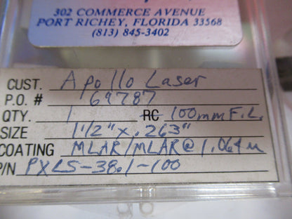 OPTICAL LENS LASER OPTICS AS PICTURED T7-A-75