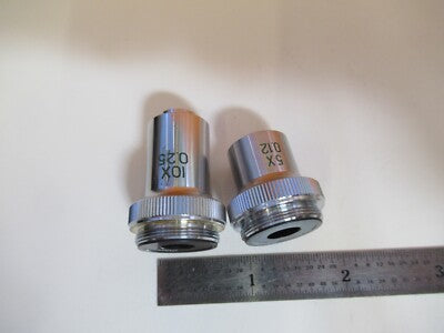 LOT 2 EA OBJECTIVE 10X 5X JAPAN OPTICS MICROSCOPE PART as pictured &A4-FT-94