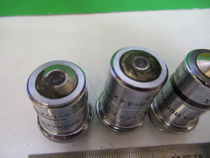 SPENCER 10X 44X 95X OBJECTIVE LOT MICROSCOPE PART OPTICS AS PICTURED X9-B-77