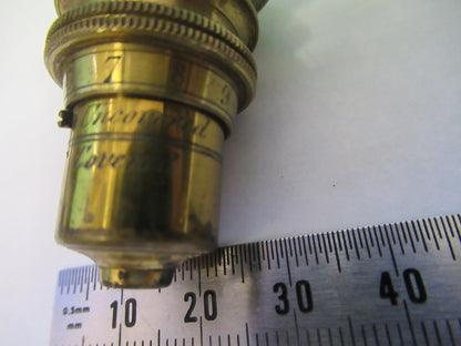 ANTIQUE BRASS OBJECTIVE LENS OPTIC UK LONDON MICROSCOPE PART AS PICTURED Y3-B-05