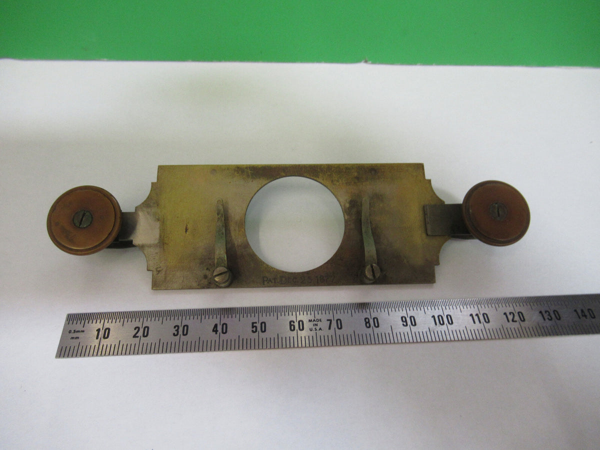 Antique Brass Bausch & Lomb 1870's Stage Clip Microscope Part