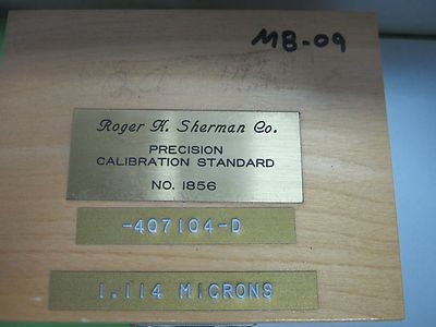 ROGER SHERMAN STANDARD PRECISION METROLOGY STEP 1.114 MICRONS OPTICS BIN#M8-09