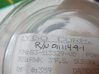 Optical Flat Fused silica Zygo 3" Dia small blemish Optics
