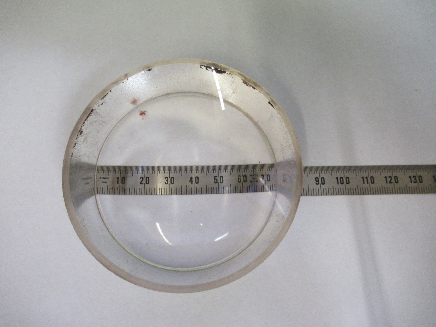 HUGE OPTICAL PLANO CONCAVE RARE GLASS MIL SPEC OPTICS AS PICTURED V3-A-02