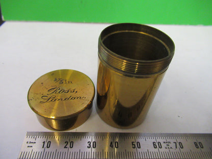 ROSS LONDON EMPTY CANISTER ANTIQUE BRASS OBJECTIVE MICROSCOPE AS PIC S1-B-69