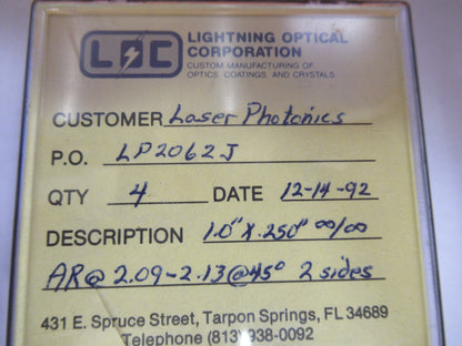 OPTICAL ex-NASA COATED LENS 4PCS PRO LASER OPTICS AS PICTURED Y4-A-104