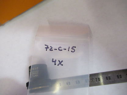 WILD M11 SWISS HEERBRUGG OBJECTIVE 4X LENS MICROSCOPE PART AS PICTURED 72-C-15