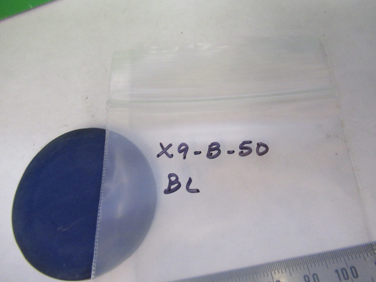 ANTIQUE BAUSCH LOMB GLASS BLUE FILTER THICK MICROSCOPE PART AS PICTURED X9-B-50
