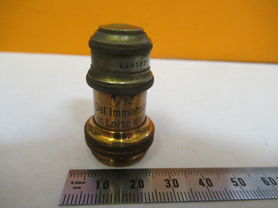 ANTIQUE BRASS LEITZ WEZLAR OBJECTIVE LENS MICROSCOPE PART AS PICTURED &8Y-A-113