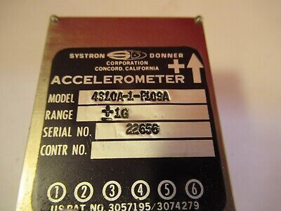 SYSTRON DONNER ACCELEROMETER 1 g's 4310A-1-P109A INERTIAL AS PICTURED &FT-6-33