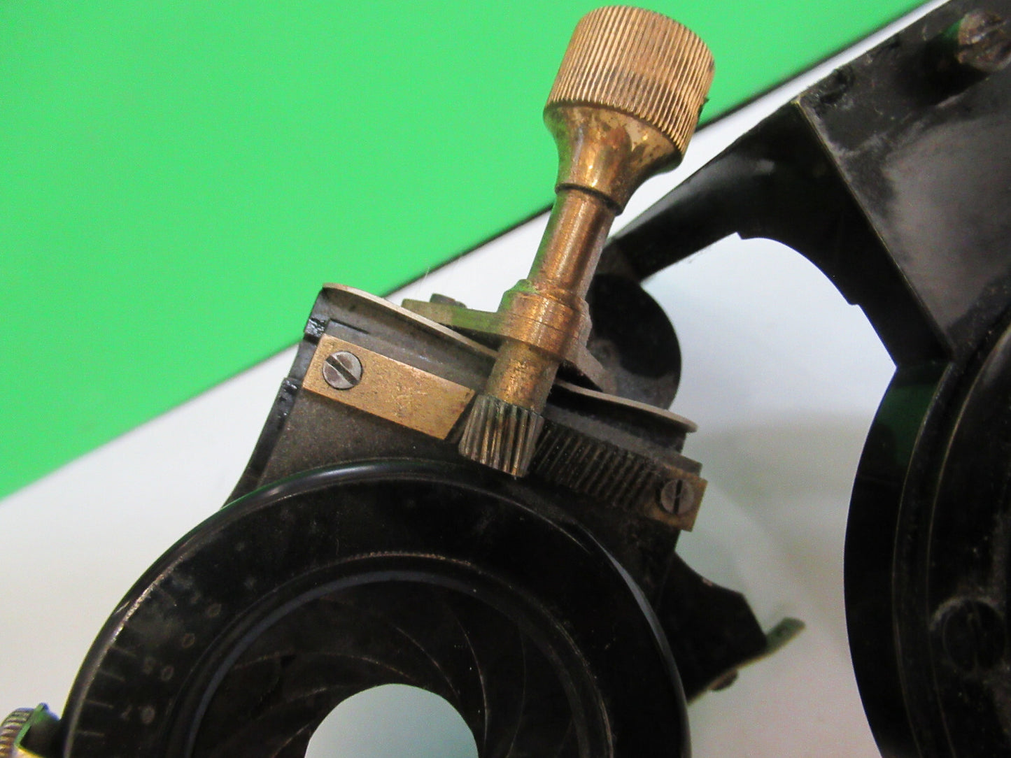ERNST LEITZ ANTIQUE BRASS HOLDER CONDENSER MICROSCOPE PART AS PICTURED #W5-B-36