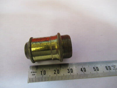 ANTIQUE BRASS LENS OPTICS OBJECTIVE MICROSCOPE PART LONDON AS PICTURED &87-FT-46