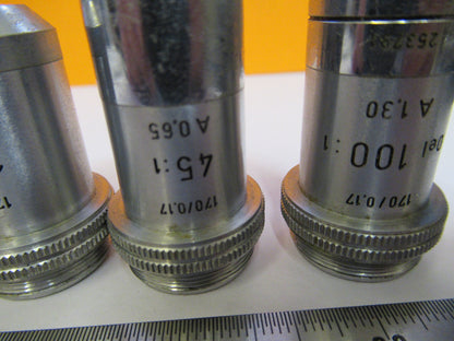 LEITZ WETZLAR LOT 4 PCS OBJECTIVE LENS OPTIC MICROSCOPE PART AS PICTURED Y1-A-37