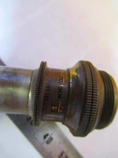 ANTIQUE BRASS BAUSCH LOMB OBJECTIVE 1/12 MICROSCOPE PART AS PICTURED Y3-A-46