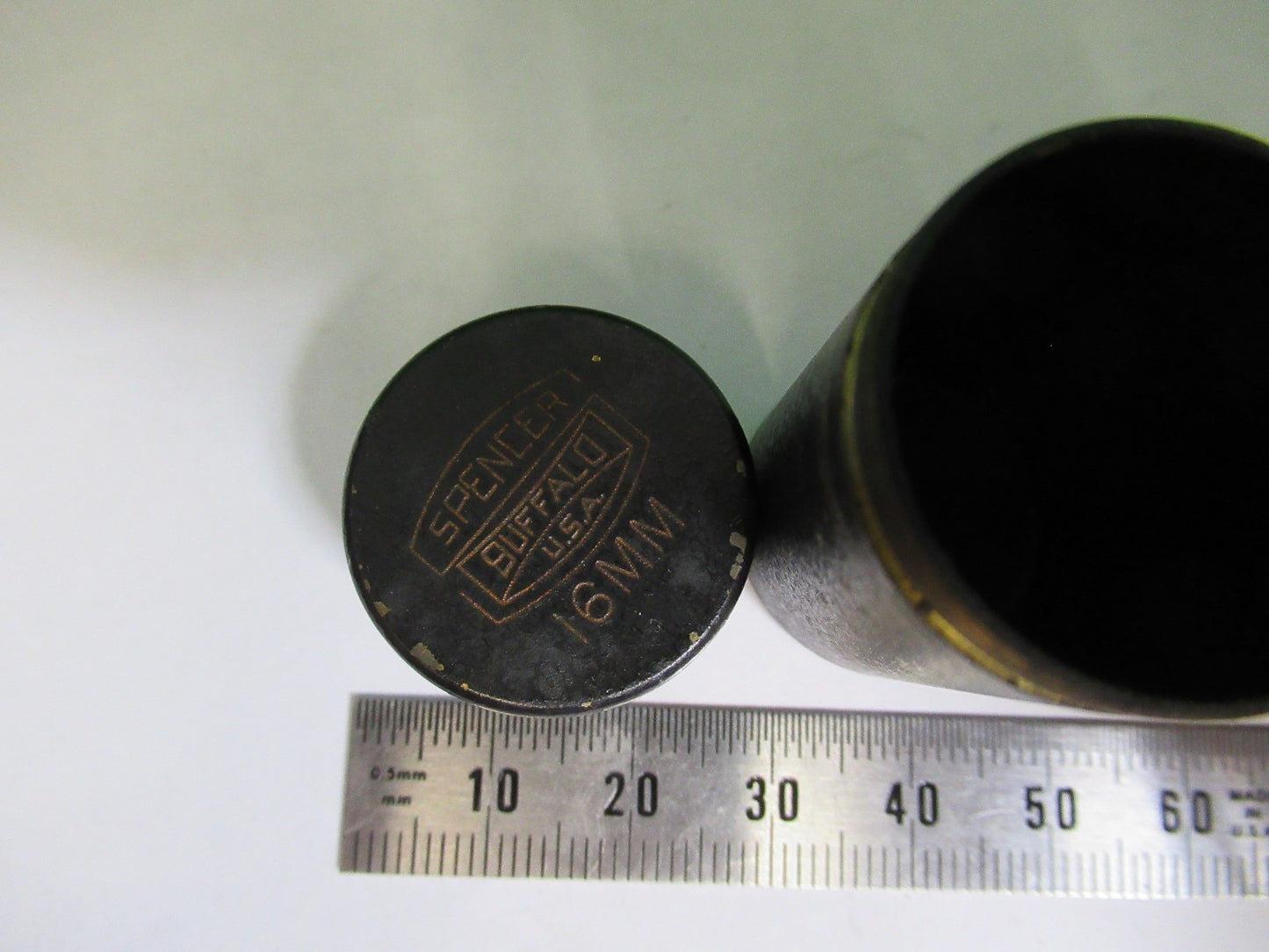 ANTIQUE BRASS EMPTY CANS SPENCER AO OBJECTIV MICROSCOPE PART AS PICTURED T4-A-30