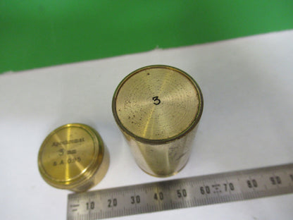 ANTIQUE BRASS EMPTY CARL ZEISS 3mm OBJECTIVE CANISTER MICROSCOPE PART T3-B-15