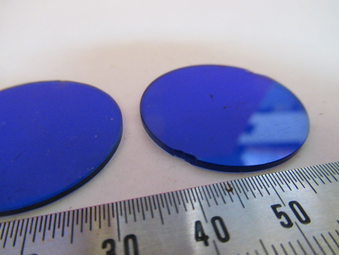 LOT 2 EA BLUE GLASS [chipped] FILTER BAUSCH MICROSCOPE PART AS PICTURED &P8-A-85