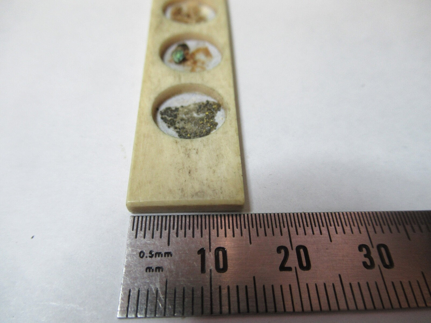ANTIQUE SLIDE SPECIMEN made in BONE RARE MICROSCOPE PART AS PICTURED 12-DT-T2