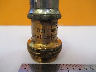 OBJECTIVE ANTIQUE BRASS LEITZ 100X OPTICS MICROSCOPE PART AS PICTURED &G1-A-75