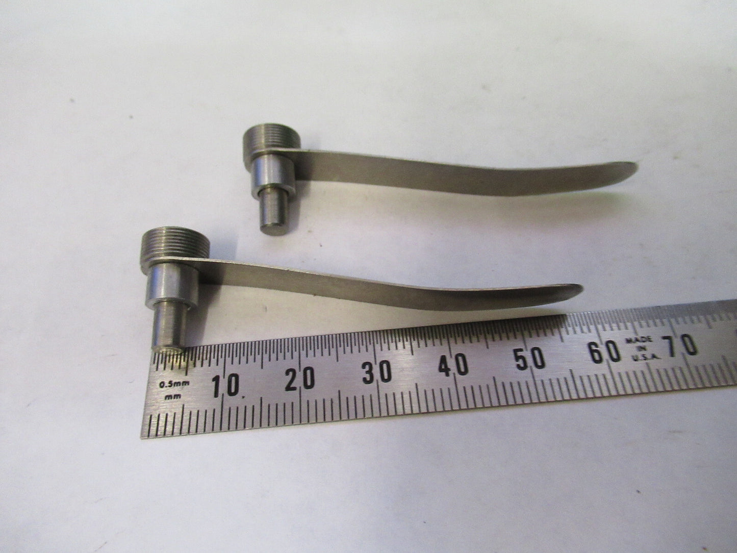 ANTIQUE BAUSCH LOMB PAIR CLIPS STAGE MICROSCOPE PART AS PICTURED X2-A-20