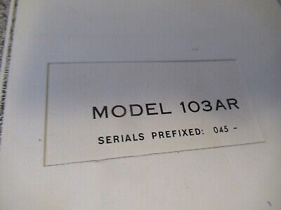 OLDTIMER HANDBUCH HP 103AR QUARTZ OSZILLATOR FREQUENZSTANDARD 1961 WIE ABGEBILDET