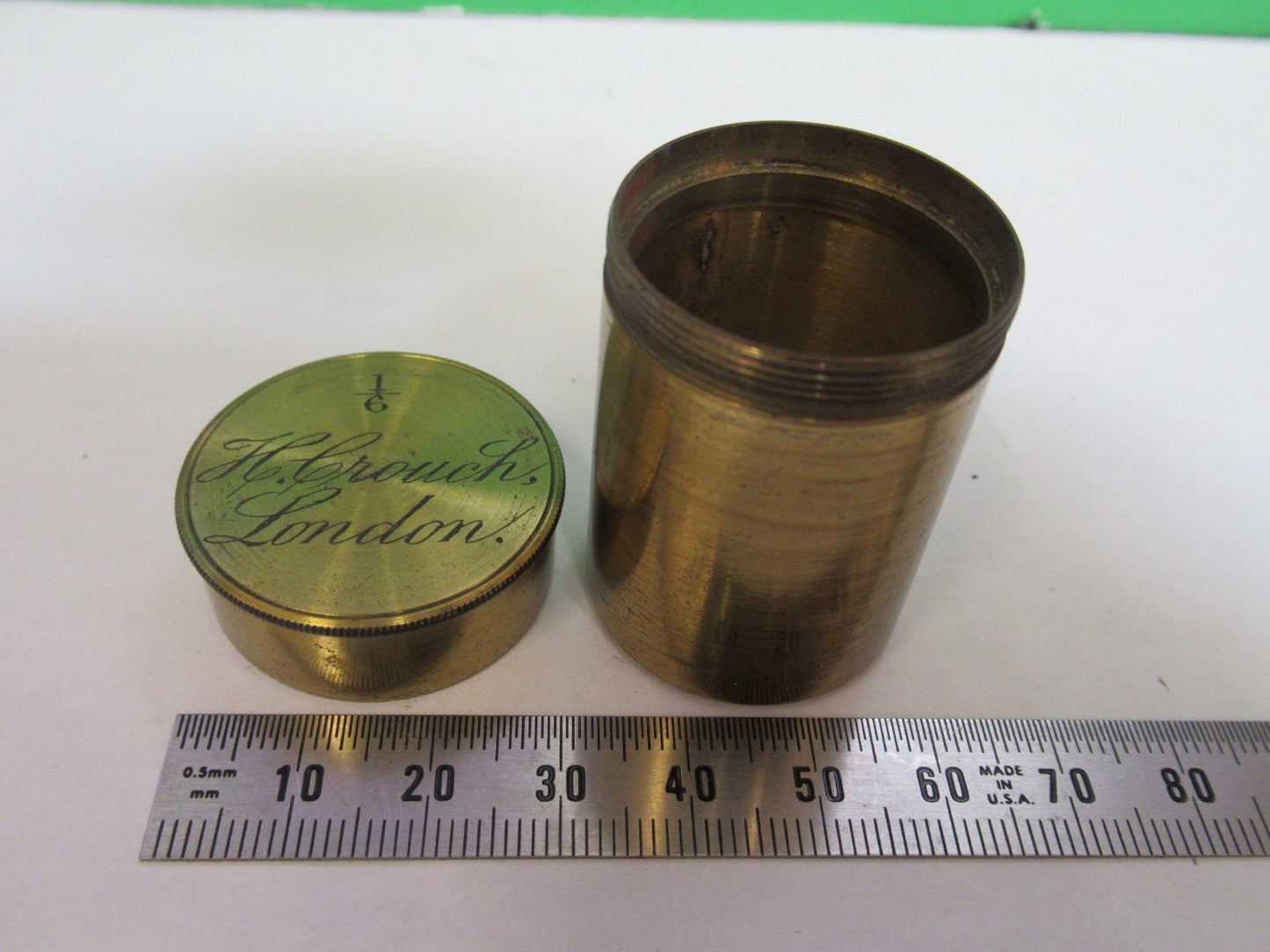ANTIQUE BRASS EMPTY H. CROUCH UK OBJECTIVE CANISTER MICROSCOPE PART T6-A-31