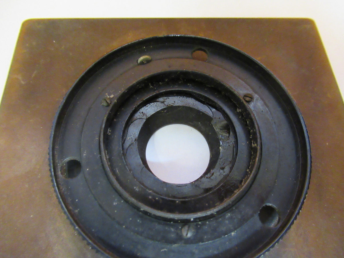 ANTIQUE BAUSCH LOMB STAGE TABLE + IRIS MICROSCOPE PART AS PICTURED S4-B-29