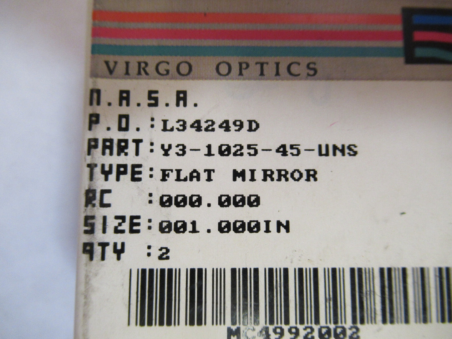 OPTICAL ex-NASA COATED LENS 2 PCS PRO LASER OPTICS AS PICTURED Y4-A-139