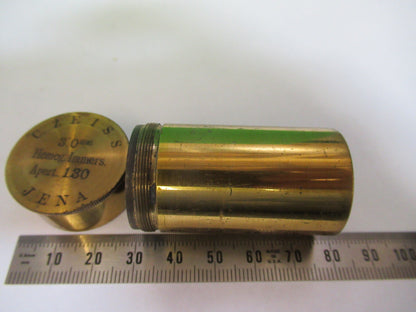 ANTIQUE BRASS ZEISS 3mm CANISTER OBJECTIVE MICROSCOPE PART AS PICTURED P2-B-38