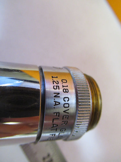 MICROSCOPE INDUSTRIAL OBJECTIVE BAUSCH LOMB FLAT FIELD 100X OPTICS AS IS Y3-A-90