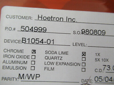COLLECTABLE PHOTOMASK HOETRON ELECTRONIC COMPONENTS RARE AS PICTURED &F5-A-121